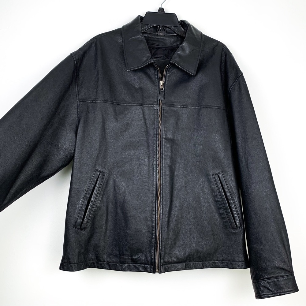 90s leather bomber jacket by St. John’s Bay vintage men’s leather coat large